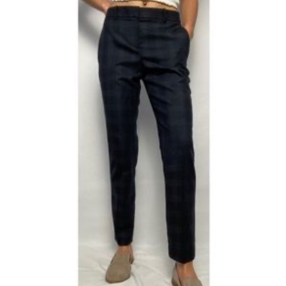 Theory Women’s Plaid Wool Blend Dress Pants Size 2 Blue 29” Inseam - Picture 2 of 5